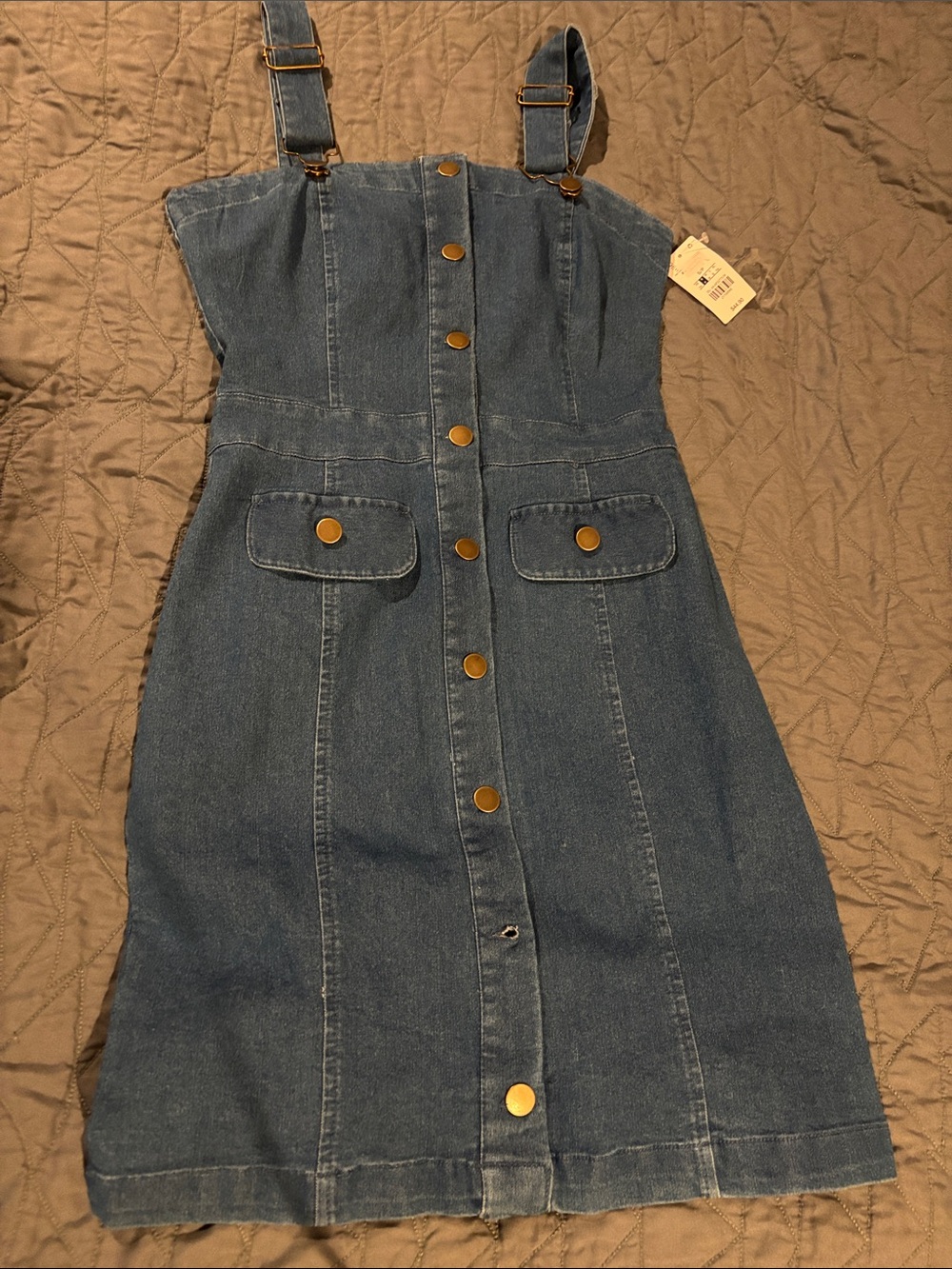 Ardene Denim Button-Front Dress in Blue